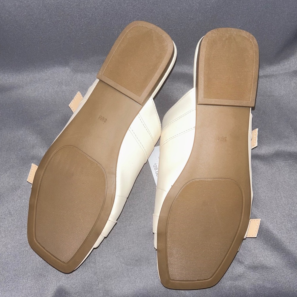 Scoop Slide On Flat Sandal Square Toe Double Buckle Cream Bone Size 6.5 - Picture 6 of 6